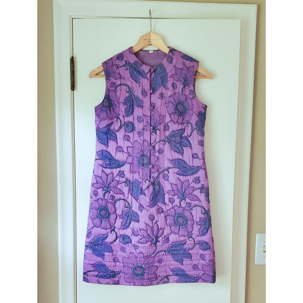 Vintage Lavender Quilted Dress Quilt Floral